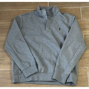 Polo Ralph Lauren Men's Double-Knit Quarter-Snap Pullover Gray Large